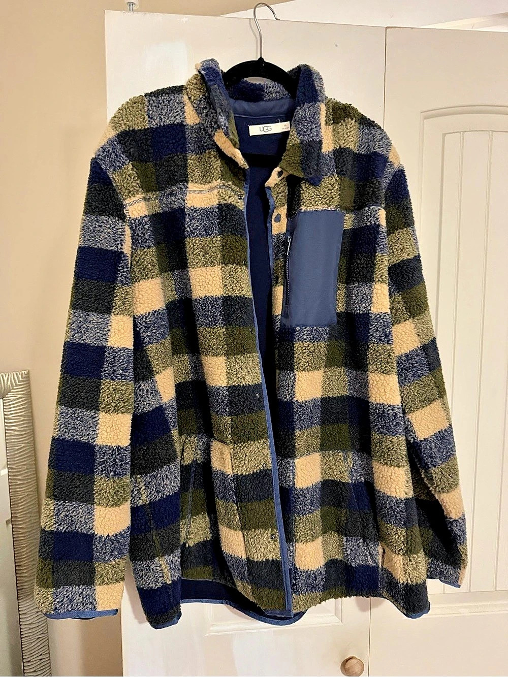 UGG Plaid Teddy Jacket Blue & Green XXL